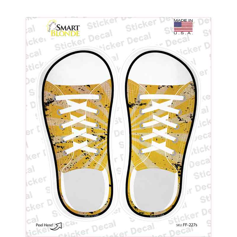Yellow|Tan Sun Rays Novelty Shoe Outlines Sticker Decal Small