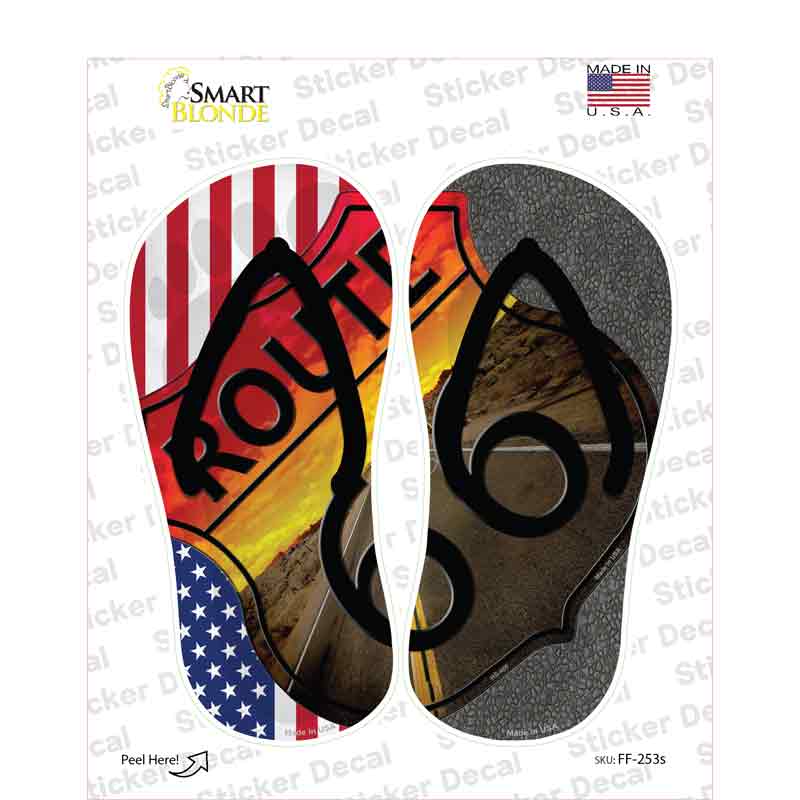 USA|Route 66 Shield Novelty Flip Flops Sticker Decal Small