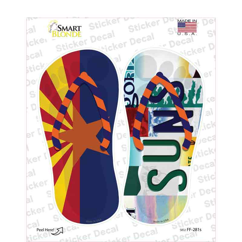 AZ Flag|Suns Strip Art Novelty Flip Flops Sticker Decal Small
