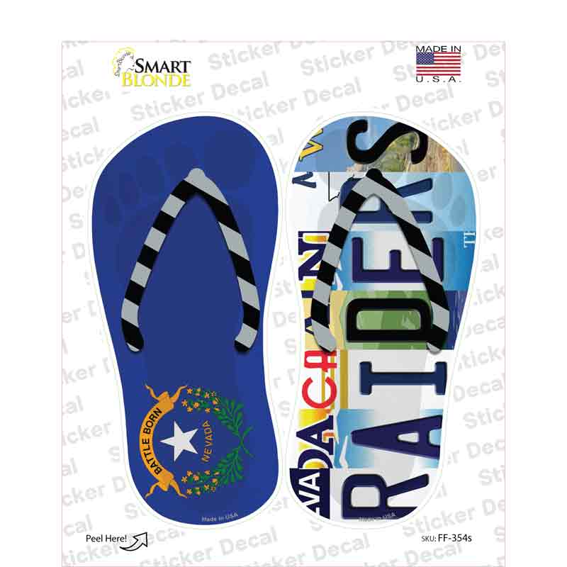 NV Flag|Raiders Strip Art Novelty Flip Flops Sticker Decal Small