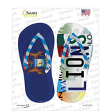 MI Flag|Lions Strip Art Novelty Flip Flops Sticker Decal Small