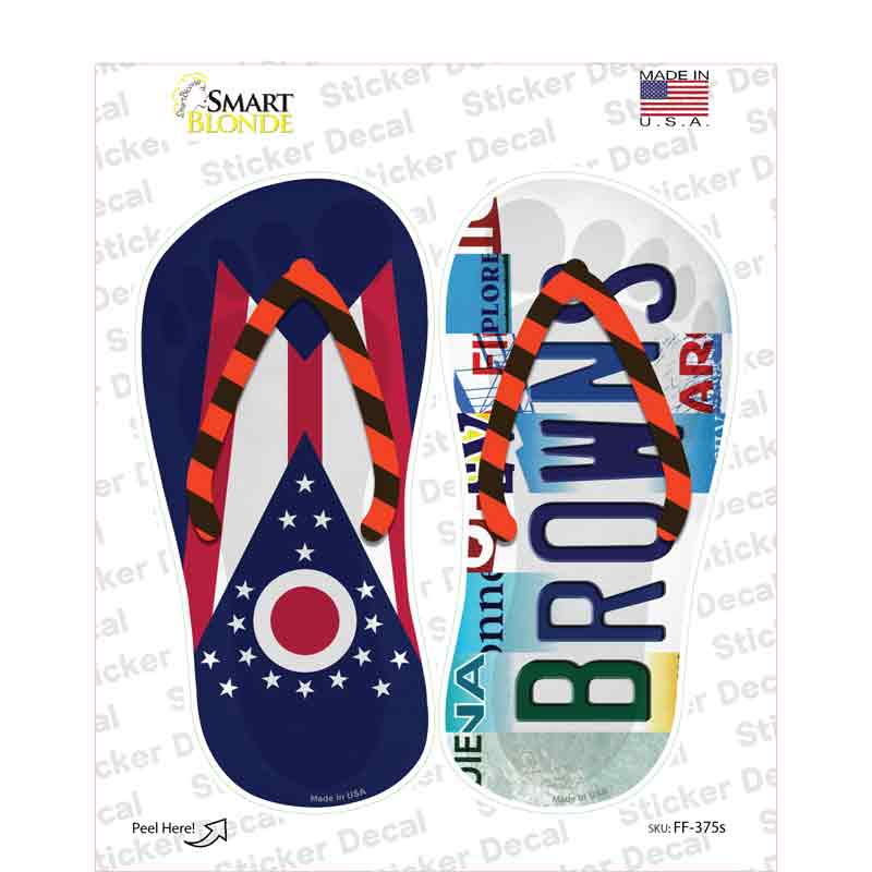 OH Flag|Browns Strip Art Novelty Flip Flops Sticker Decal Small