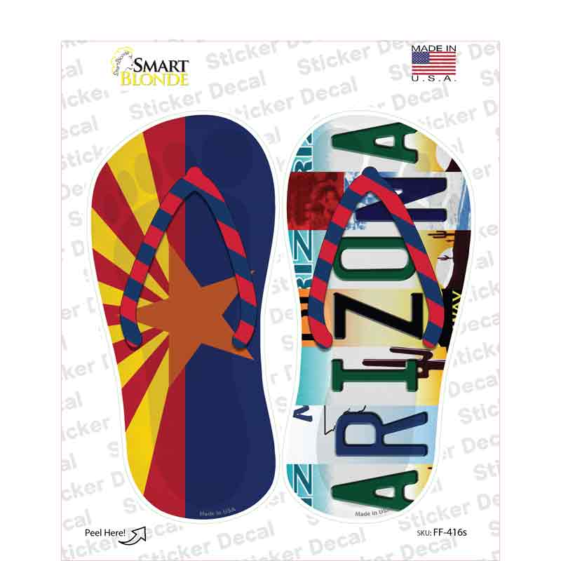 AZ Flag|Arizona Strip Art Novelty Flip Flops Sticker Decal Small