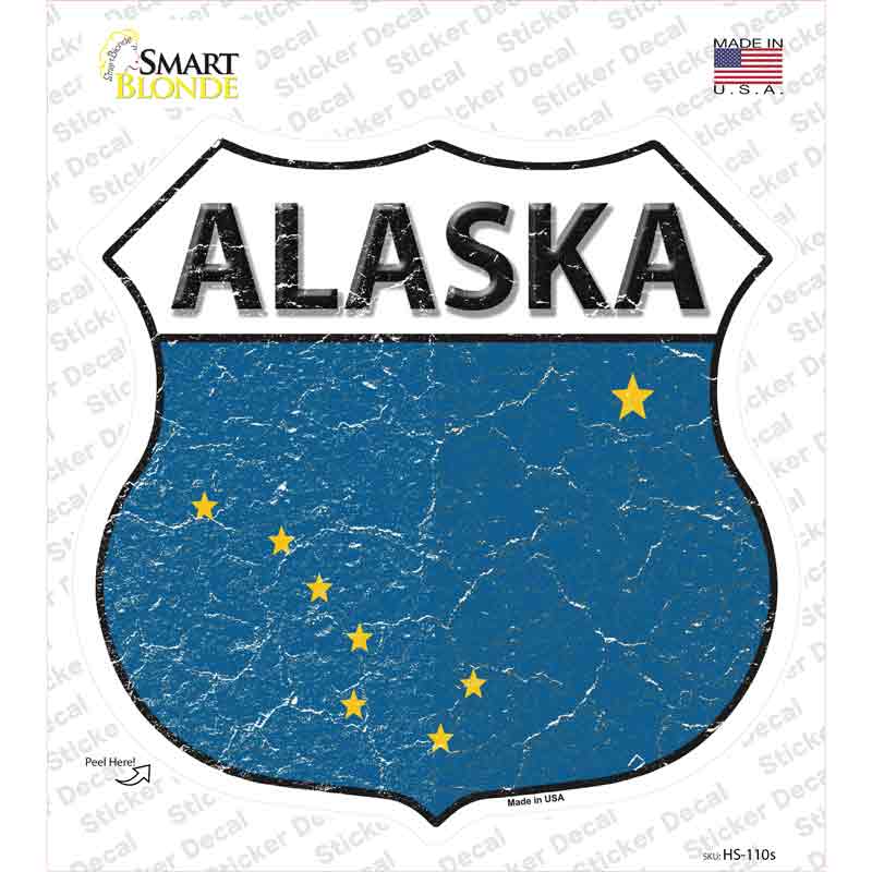 Alaska Flag Novelty Highway Shield Sticker Decal
