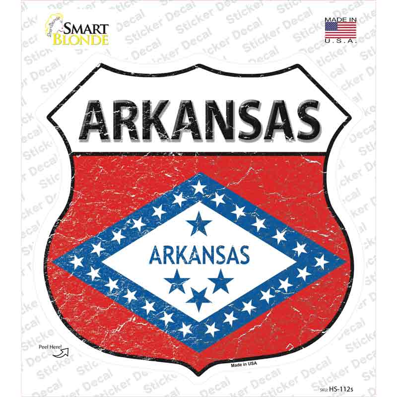 Arkansas Flag Novelty Highway Shield Sticker Decal