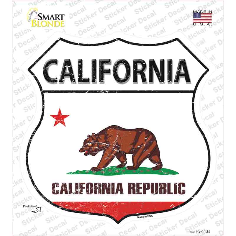 California Flag Novelty Highway Shield Sticker Decal