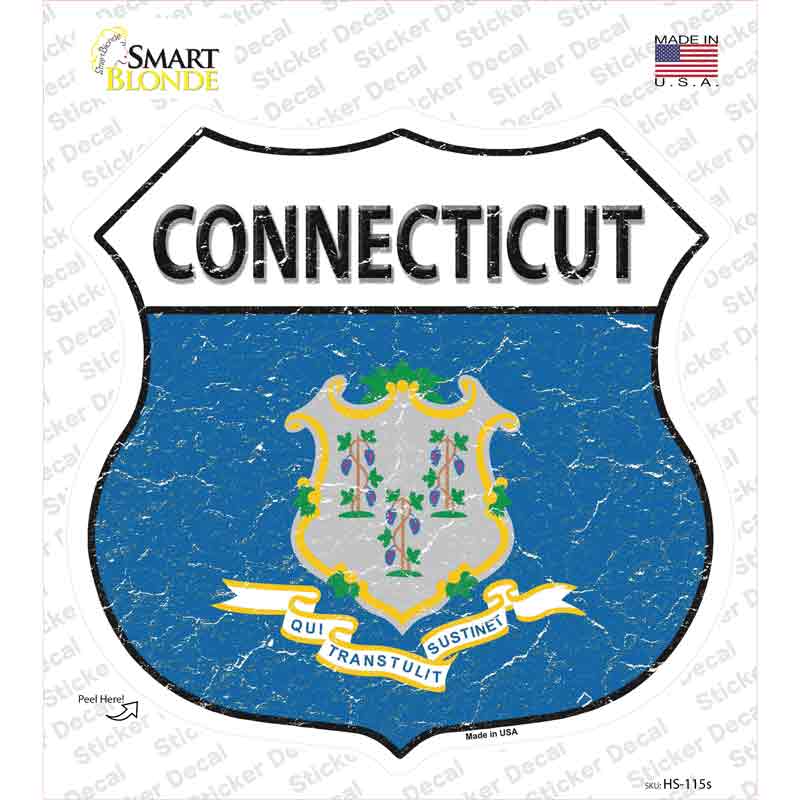 Connecticut Flag Novelty Highway Shield Sticker Decal