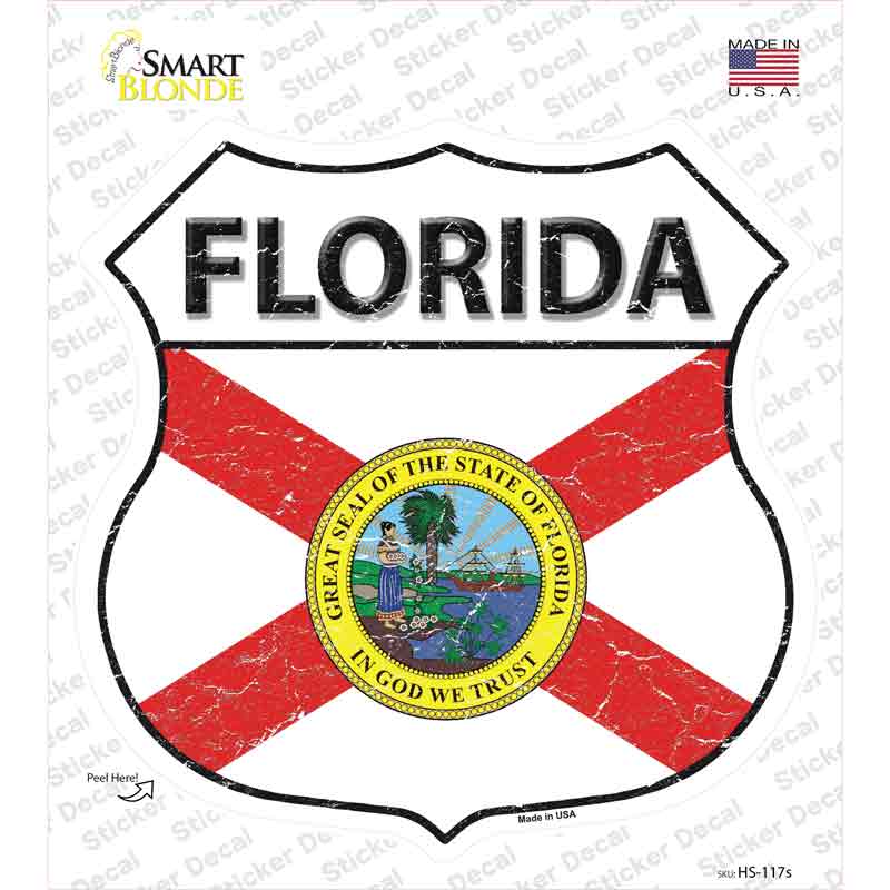 Florida Flag Novelty Highway Shield Sticker Decal