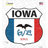 Iowa Flag Novelty Highway Shield Sticker Decal