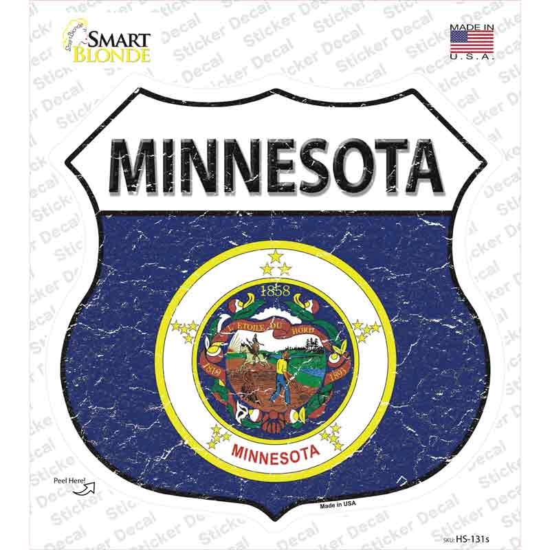 Minnesota Flag Novelty Highway Shield Sticker Decal