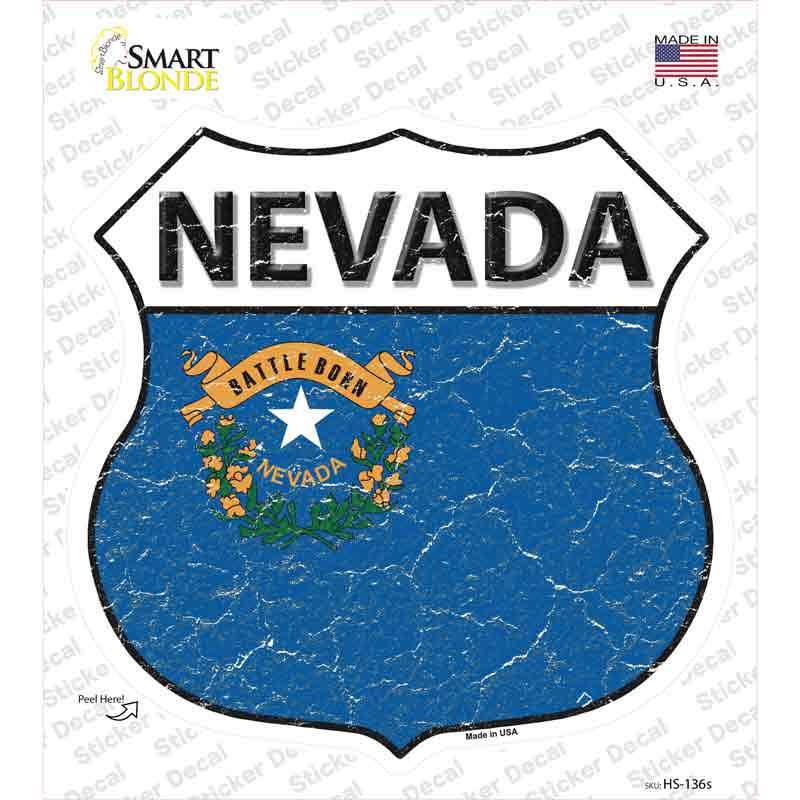 Nevada Flag Novelty Highway Shield Sticker Decal