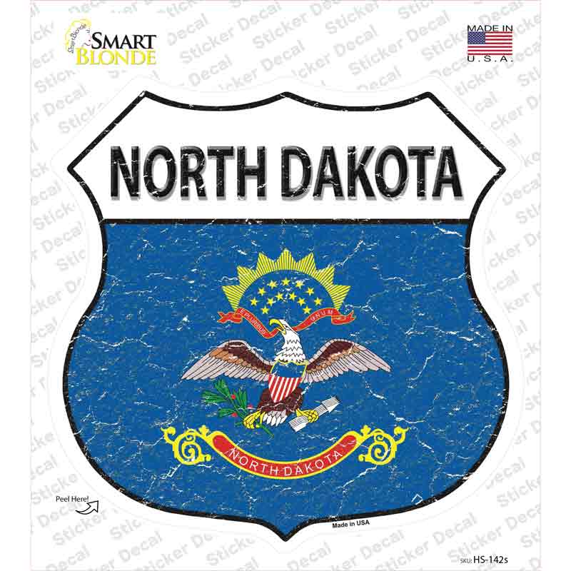 North Dakota Flag Novelty Highway Shield Sticker Decal