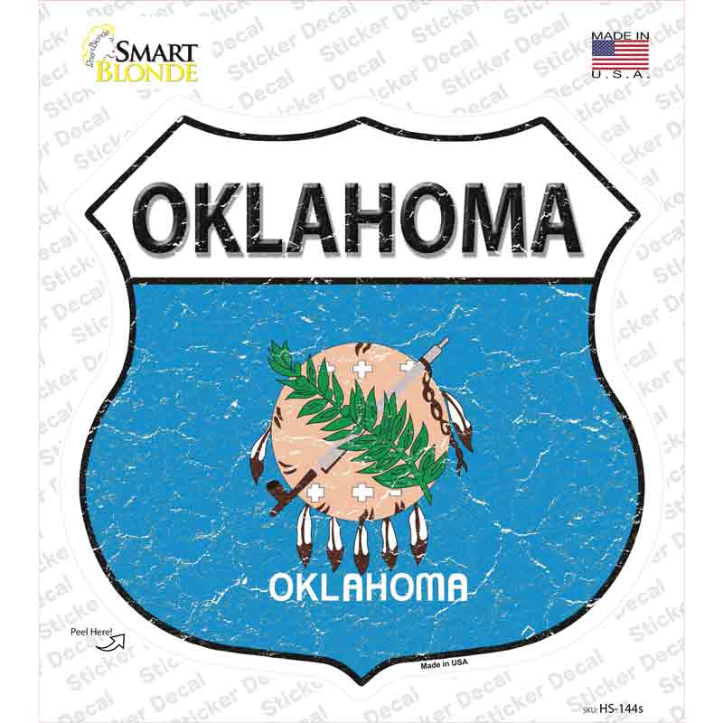 Oklahoma Flag Novelty Highway Shield Sticker Decal