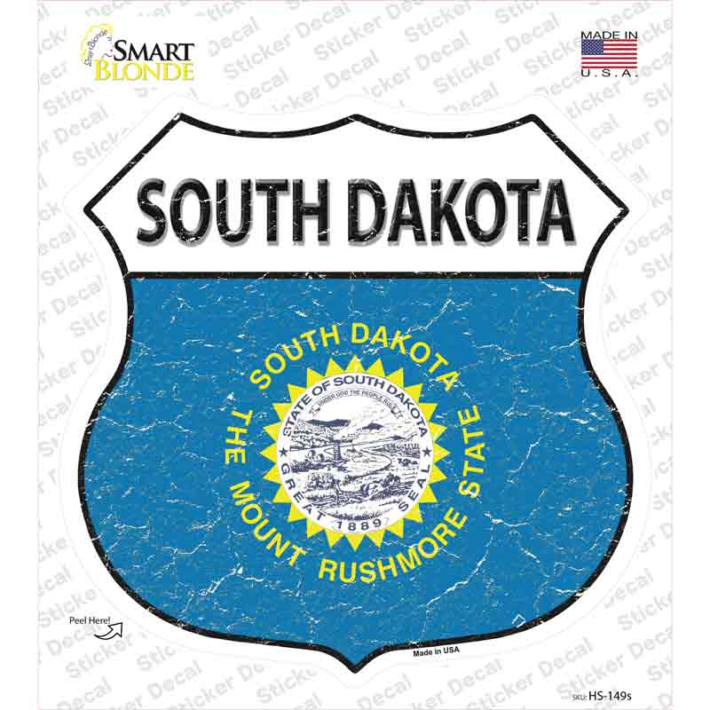 South Dakota Flag Novelty Highway Shield Sticker Decal