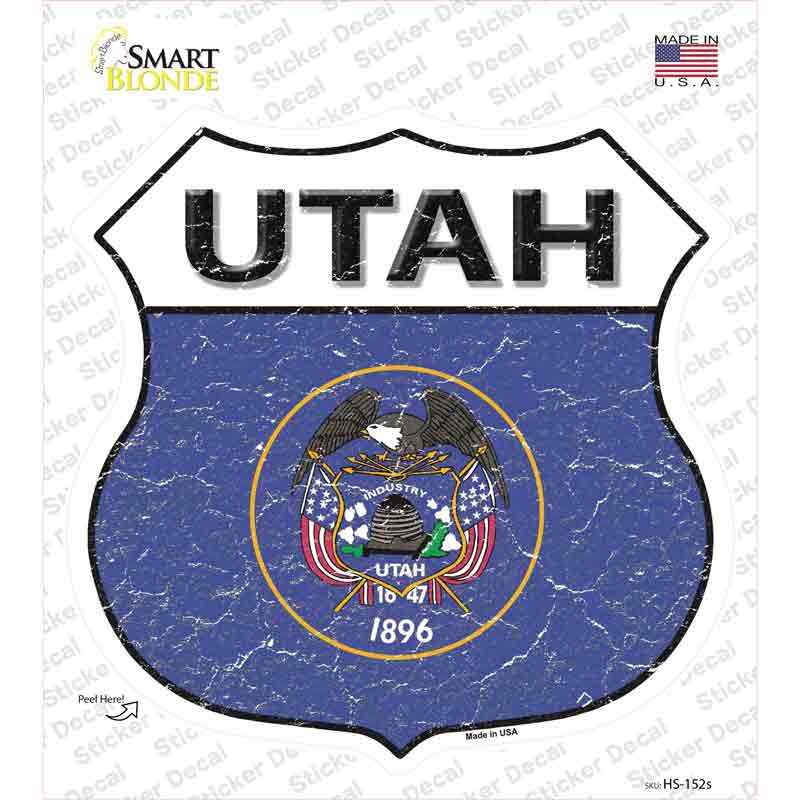 Utah Flag Novelty Highway Shield Sticker Decal