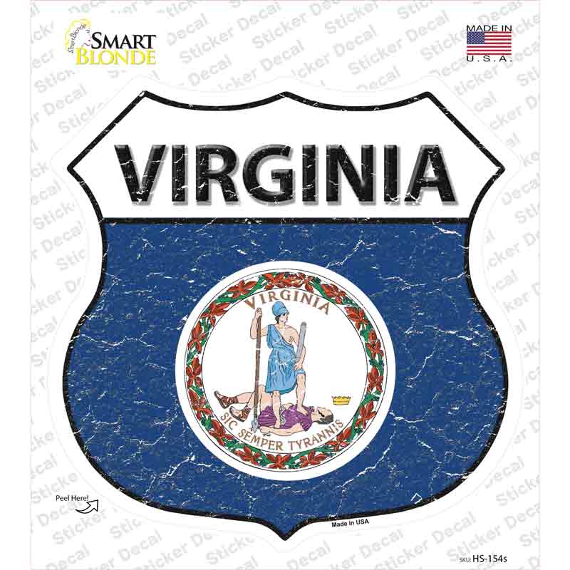 Virginia Flag Novelty Highway Shield Sticker Decal