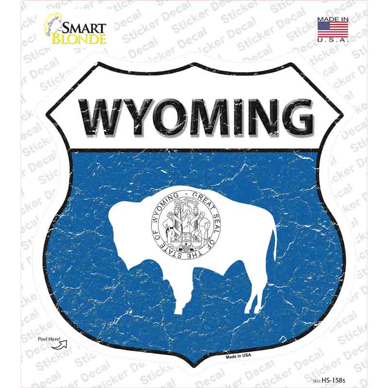 Wyoming Flag Novelty Highway Shield Sticker Decal