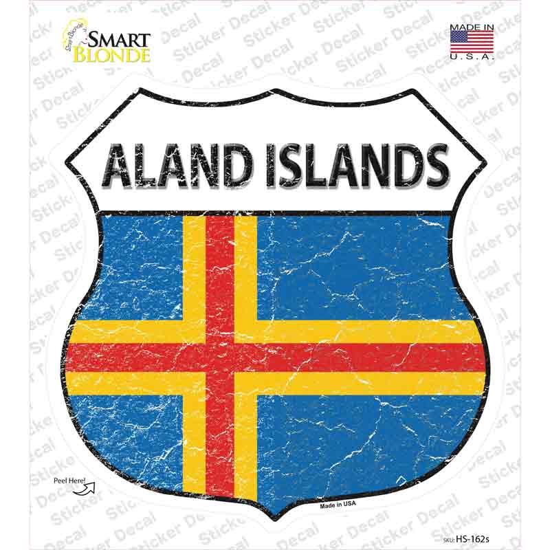 Aland Islands Flag Novelty Highway Shield Sticker Decal