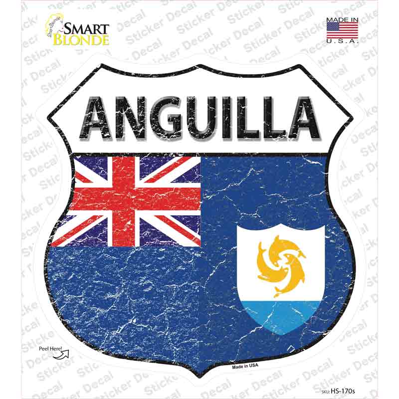 Anguilla Flag Novelty Highway Shield Sticker Decal