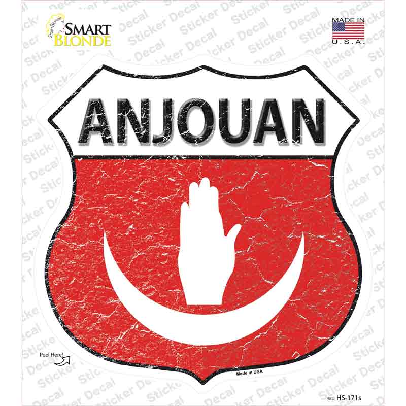 Anjouan Flag Novelty Highway Shield Sticker Decal