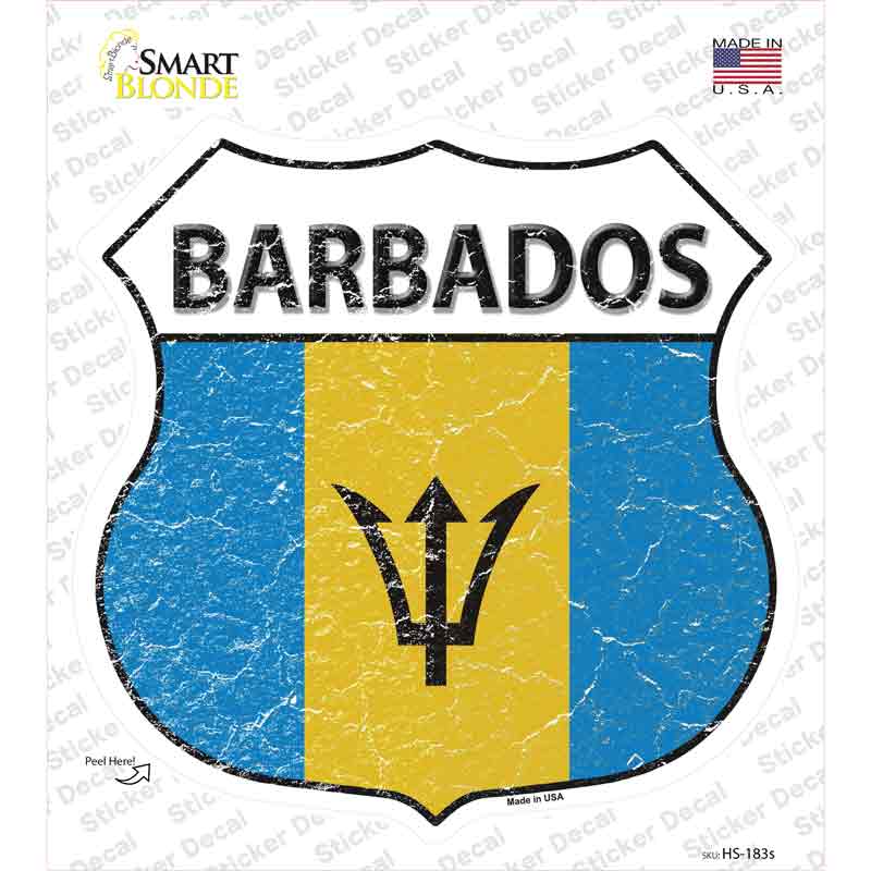 Barbados Flag Novelty Highway Shield Sticker Decal