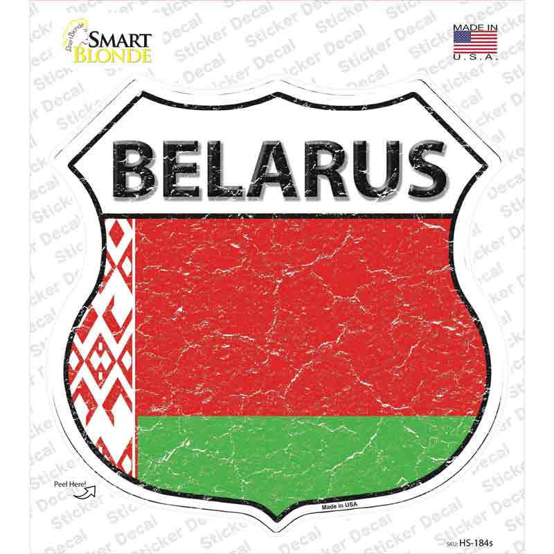 Belarus Flag Novelty Highway Shield Sticker Decal