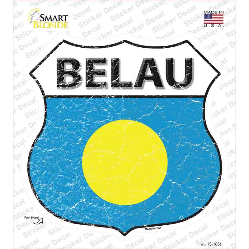 Belau Flag Novelty Highway Shield Sticker Decal