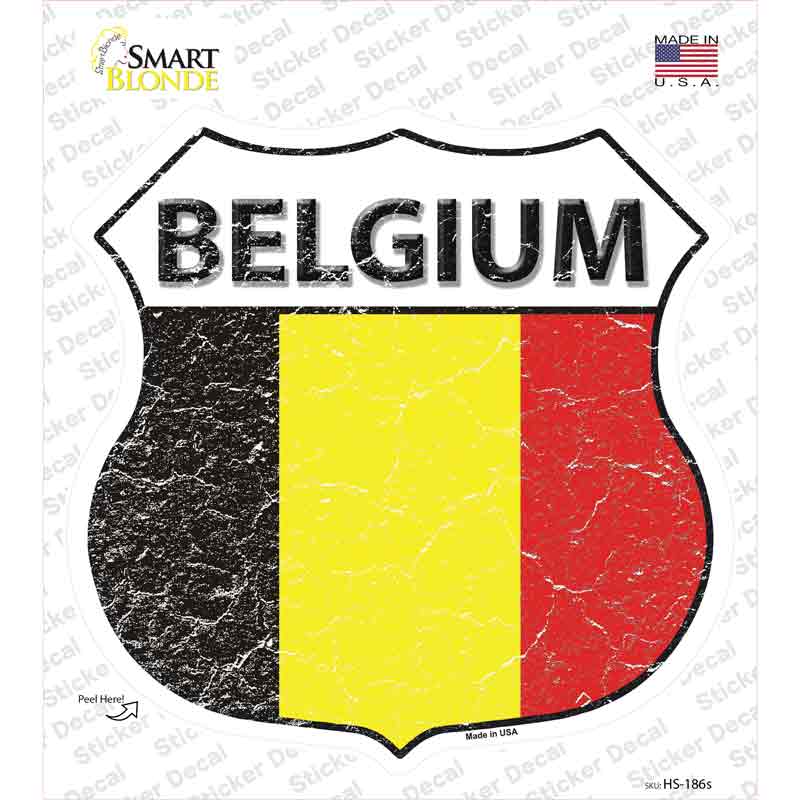 Belgium Flag Novelty Highway Shield Sticker Decal