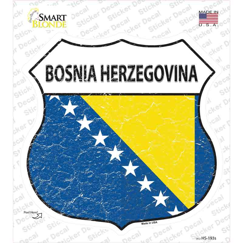 Bosnia Herzegovina Flag Novelty Highway Shield Sticker Decal