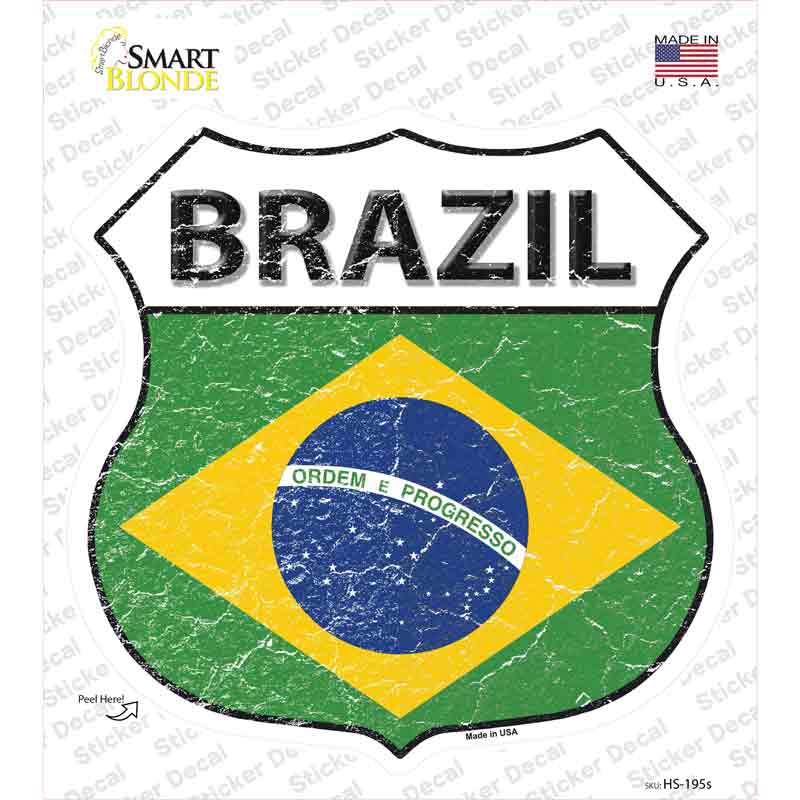 Brazil Flag Novelty Highway Shield Sticker Decal