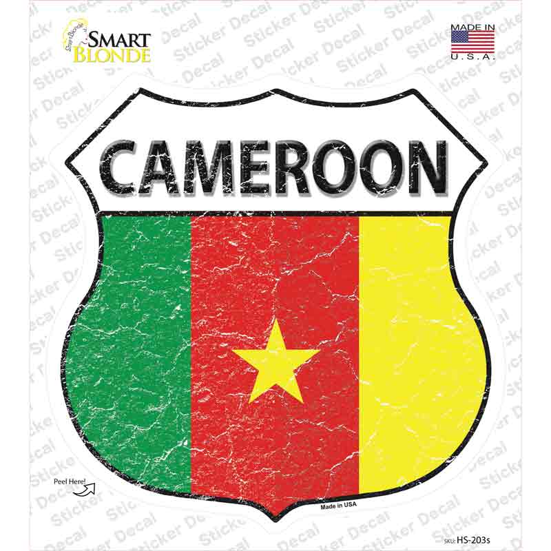 Cameroon Flag Novelty Highway Shield Sticker Decal
