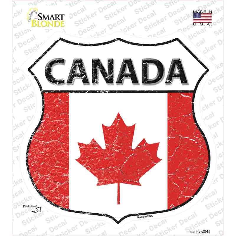 Canada Flag Novelty Highway Shield Sticker Decal