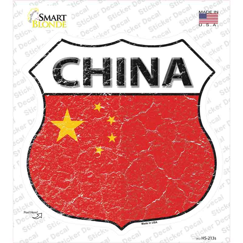 China Flag Novelty Highway Shield Sticker Decal