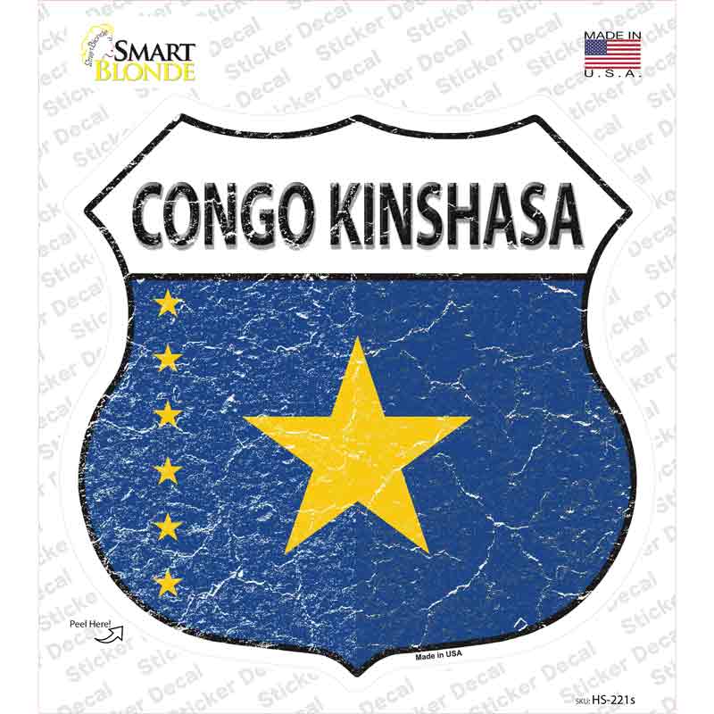 Congo Kinshasa Flag Novelty Highway Shield Sticker Decal
