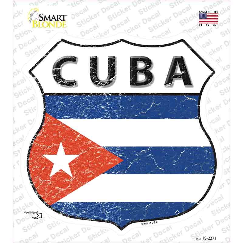 Cuba Flag Novelty Highway Shield Sticker Decal