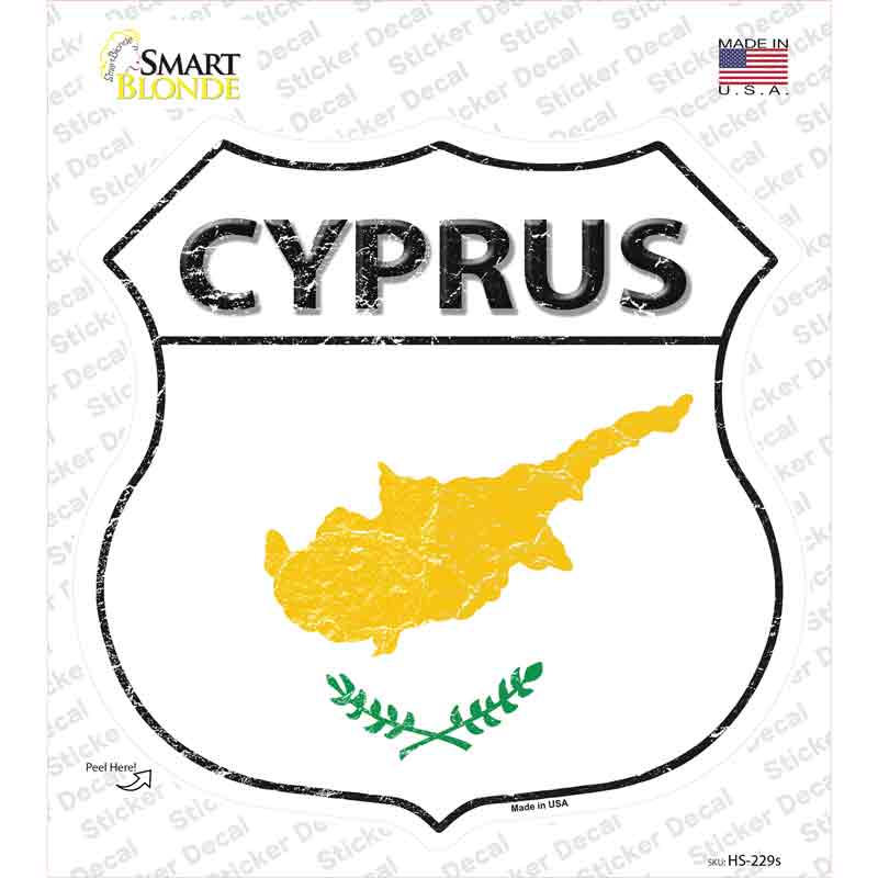 Cyprus Flag Novelty Highway Shield Sticker Decal