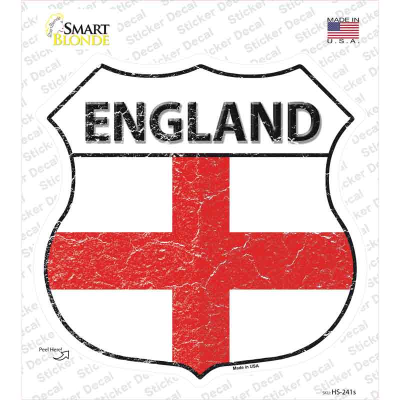 England Flag Novelty Highway Shield Sticker Decal