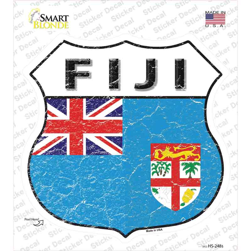 Fiji Flag Novelty Highway Shield Sticker Decal