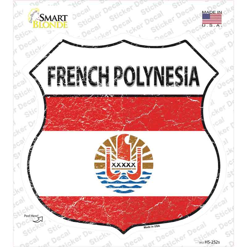 French Polynesia Flag Novelty Highway Shield Sticker Decal