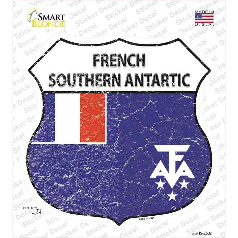 French Southern Antarctic Flag Novelty Highway Shield Sticker Decal