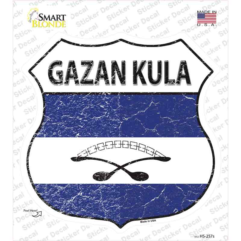 Gazan Kula Flag Novelty Highway Shield Sticker Decal
