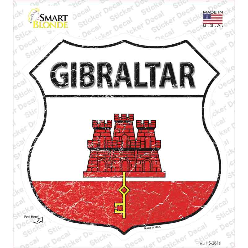 Gibraltar Flag Novelty Highway Shield Sticker Decal
