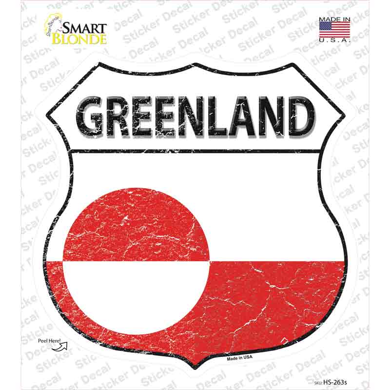 Greenland Flag Novelty Highway Shield Sticker Decal