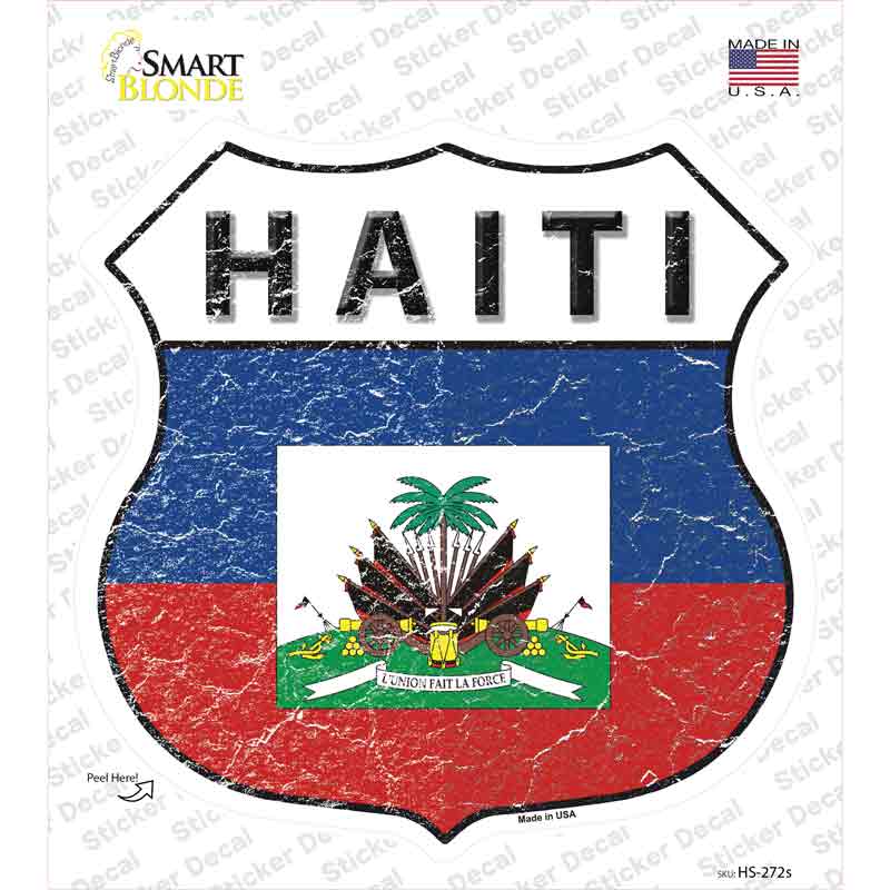 Haiti Flag Novelty Highway Shield Sticker Decal