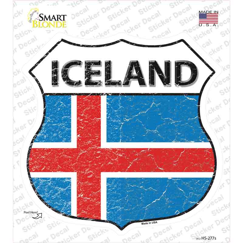 Iceland Flag Novelty Highway Shield Sticker Decal