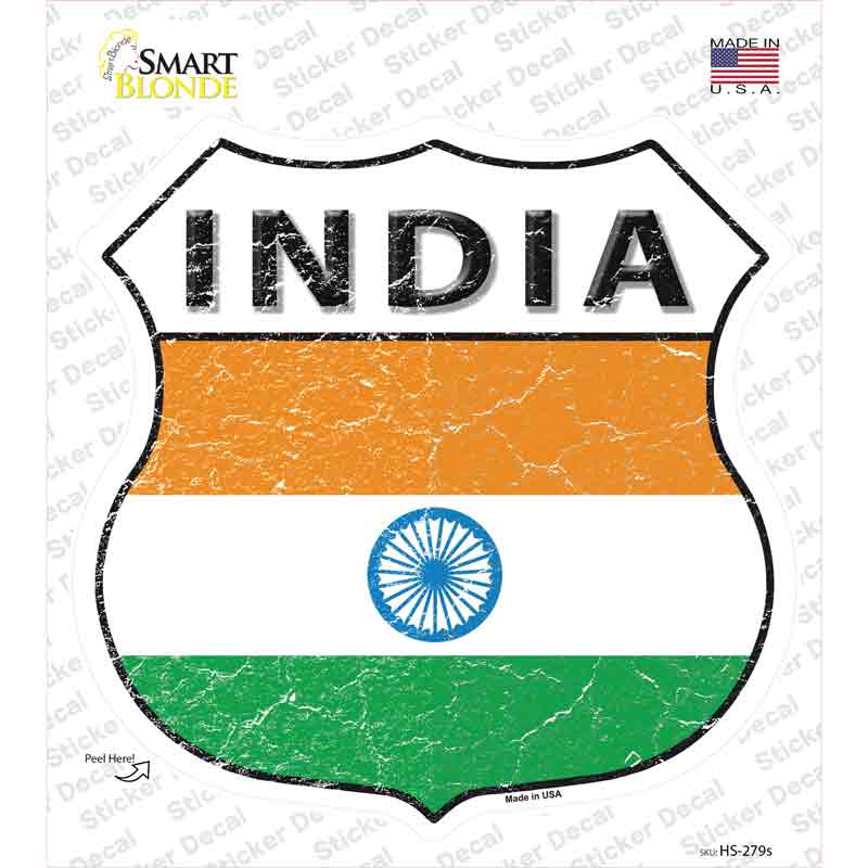 India Flag Novelty Highway Shield Sticker Decal