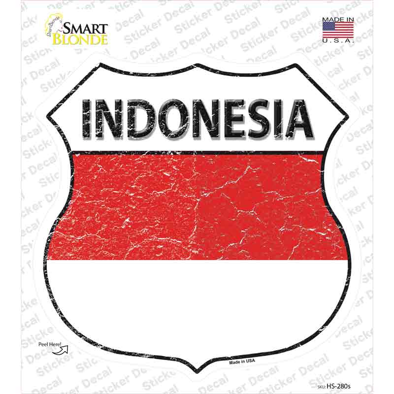 Indonesia Flag Novelty Highway Shield Sticker Decal