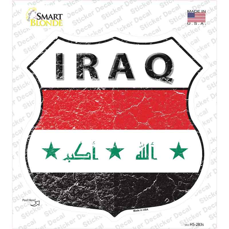 Iraq Flag Novelty Highway Shield Sticker Decal