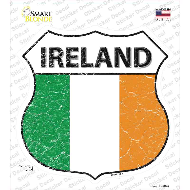 Ireland Flag Novelty Highway Shield Sticker Decal
