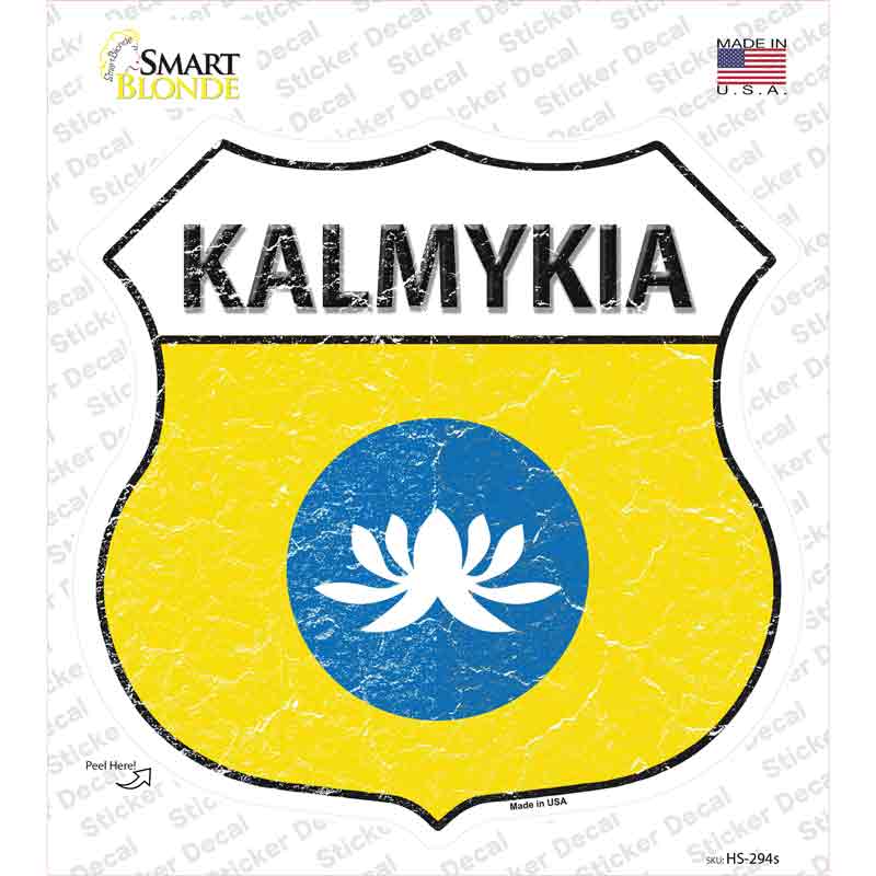 Kalmykia Flag Novelty Highway Shield Sticker Decal